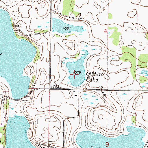 Topographic Map of O'Mera Lake, MN