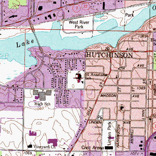 Topographic Map of Saint Anastasia Catholic School, MN