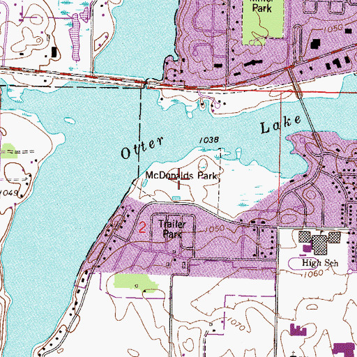 Topographic Map of McDonalds Park, MN