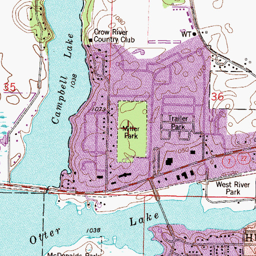 Topographic Map of Miller Park, MN