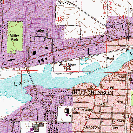 Topographic Map of West River Park, MN