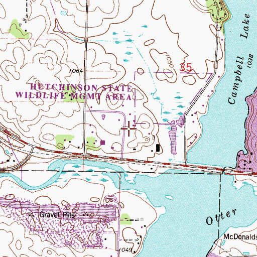 Topographic Map of Hutchinson State Wildlife Management Area, MN