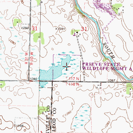 Topographic Map of Prieve State Wildlife Management Area, MN