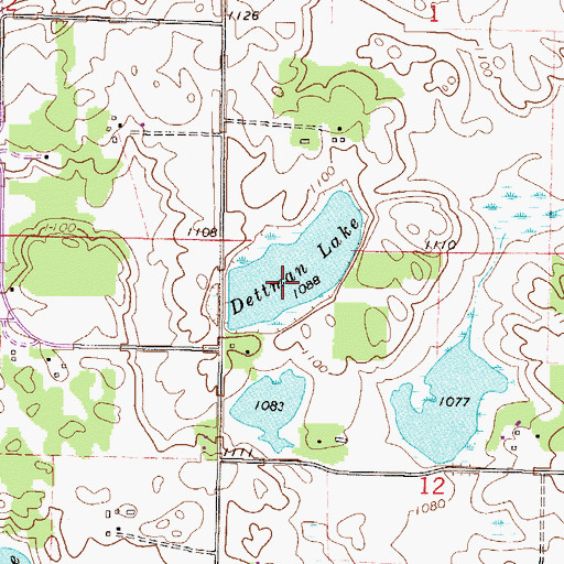 Topographic Map of Dettman Lake, MN