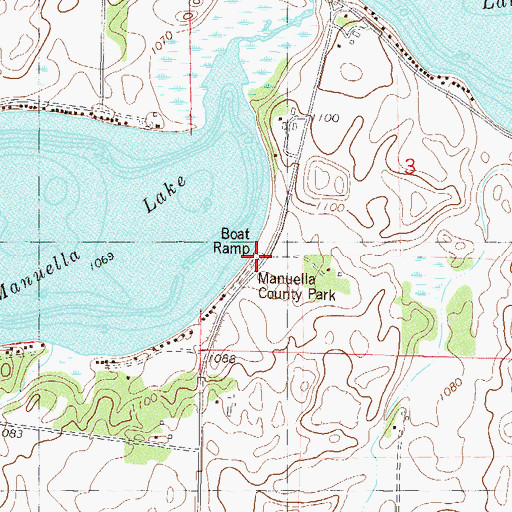 Topographic Map of Manuella County Park, MN