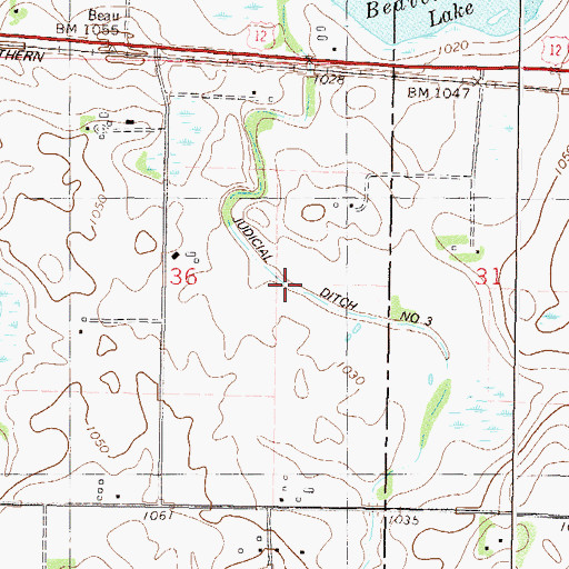 Topographic Map of Judicial Ditch Number Three, MN