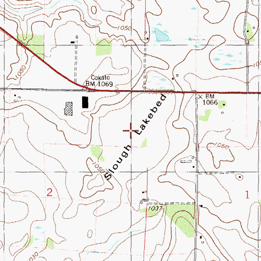 Topographic Map of Slough Lakebed, MN
