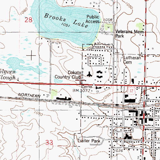 Topographic Map of Cokato Country Club, MN