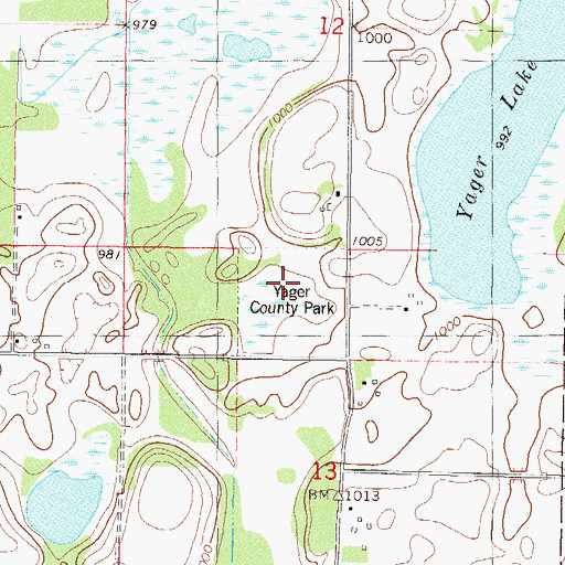 Topographic Map of Yager County Park, MN