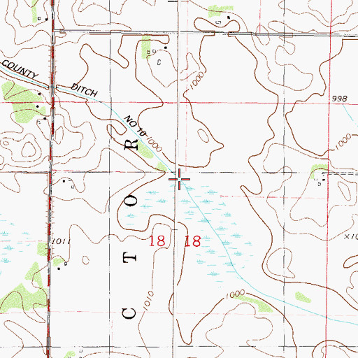 Topographic Map of County Ditch Number Ten, MN