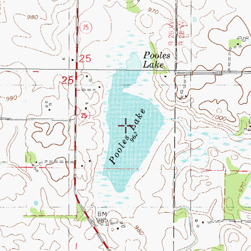 Topographic Map of Pooles Lake, MN