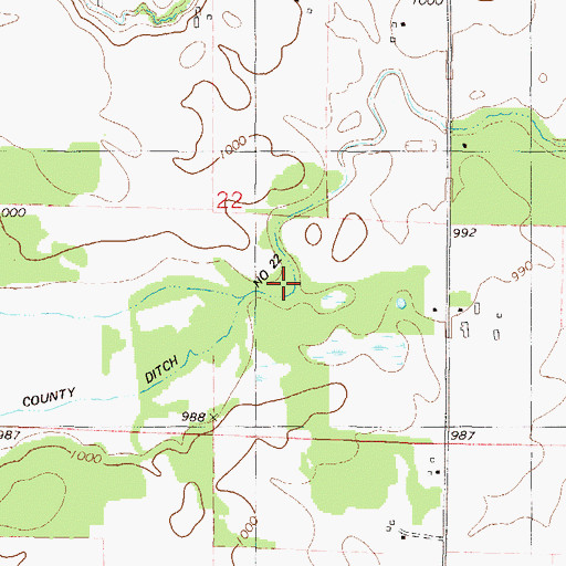 Topographic Map of County Ditch Number Twentytwo, MN