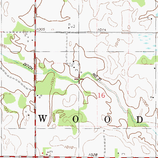 Topographic Map of County Ditch Number Thirtyone, MN