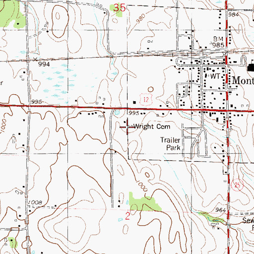 Topographic Map of Wright Cemetery, MN