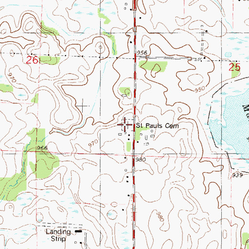 Topographic Map of Saint Pauls Cemetery, MN
