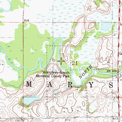 Topographic Map of Humphrey-Arends Memorial County Park, MN