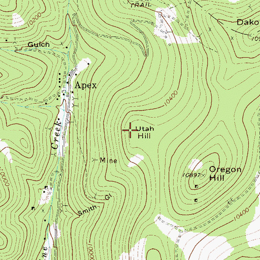Topographic Map of Utah Hill, CO