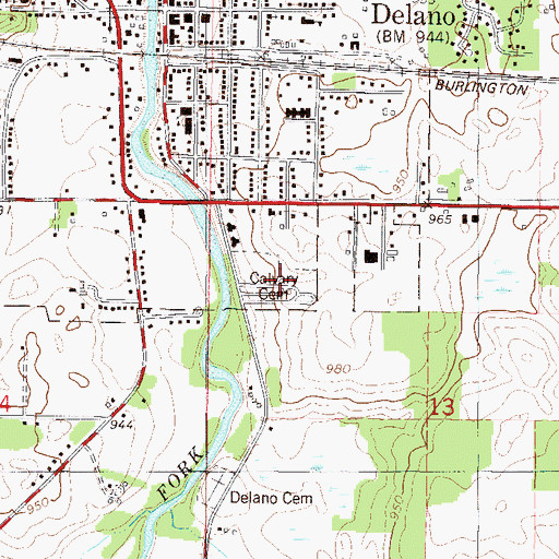 Topographic Map of Calvary Cemetery, MN