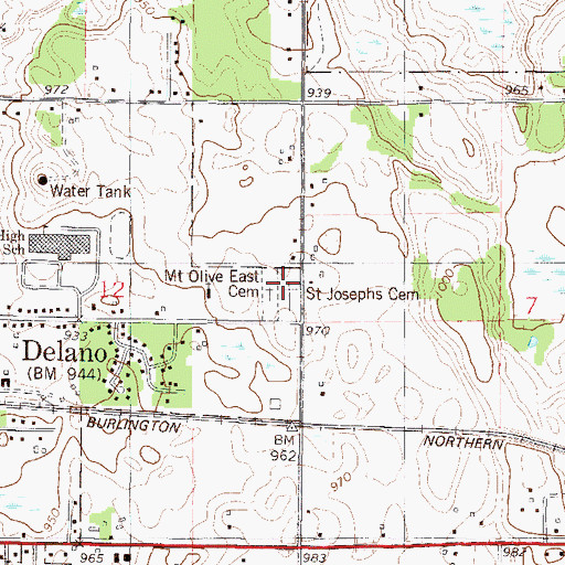 Topographic Map of Saint Josephs Cemetery, MN