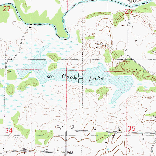 Topographic Map of Cook Lake, MN