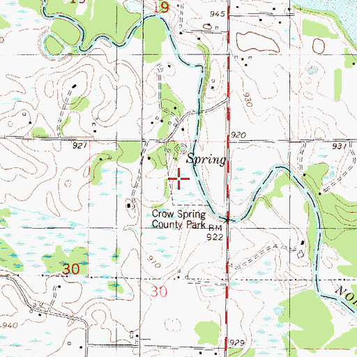 Topographic Map of Crow Spring County Park, MN