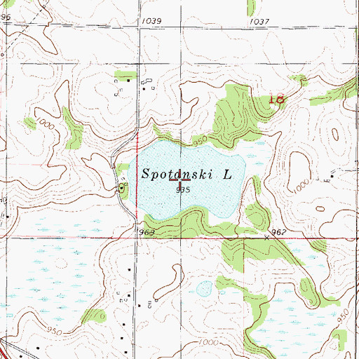 Topographic Map of Spotanski Lake, MN