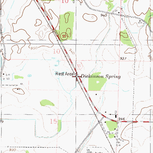 Topographic Map of Dickinson Spring, MN