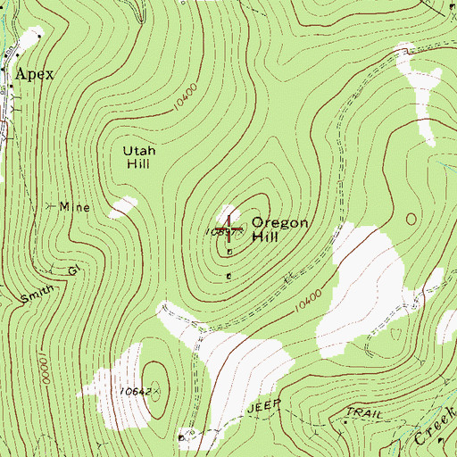 Topographic Map of Oregon Hill, CO