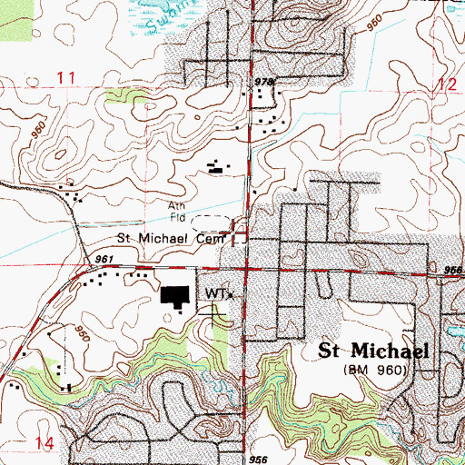 Topographic Map of Saint Michael Cemetery, MN