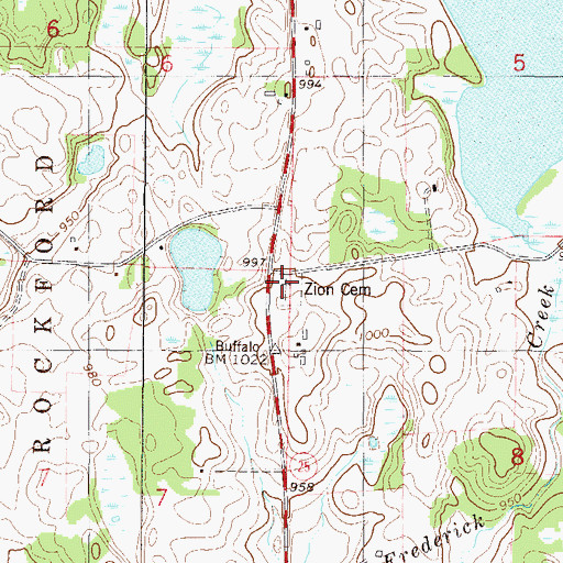 Topographic Map of Zion Cemetery, MN