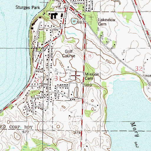 Topographic Map of Mission Cemetery, MN