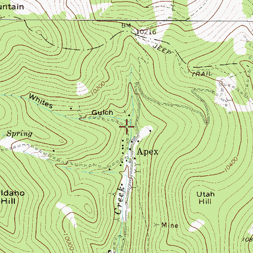Topographic Map of Whites Gulch, CO