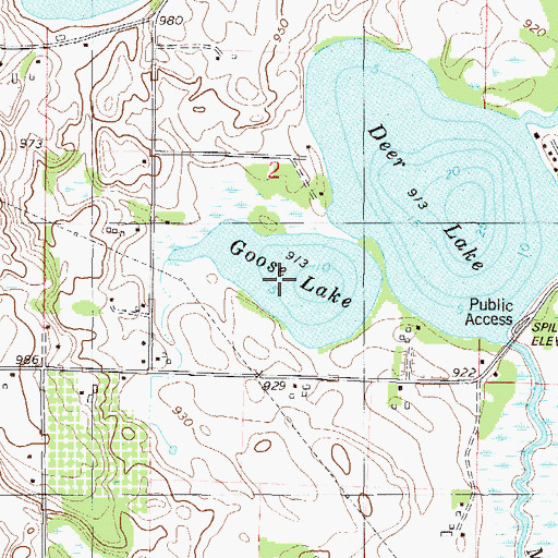 Topographic Map of Goose Lake, MN