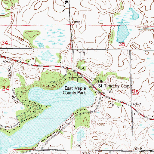 Topographic Map of East Maple County Park, MN