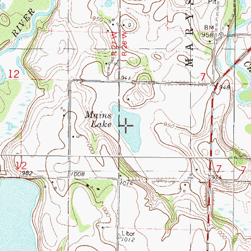 Topographic Map of Mains Lake, MN