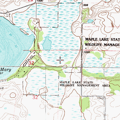Topographic Map of Maple Lake State Wildlife Management Area, MN