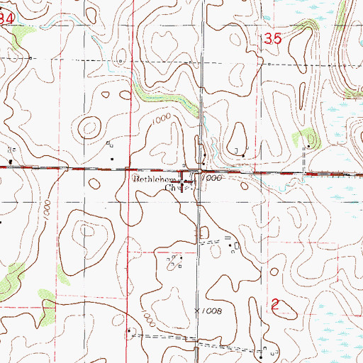 Topographic Map of Bethlehem Church, MN