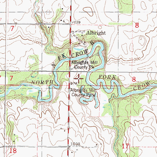 Topographic Map of Albrights Mill County Park, MN