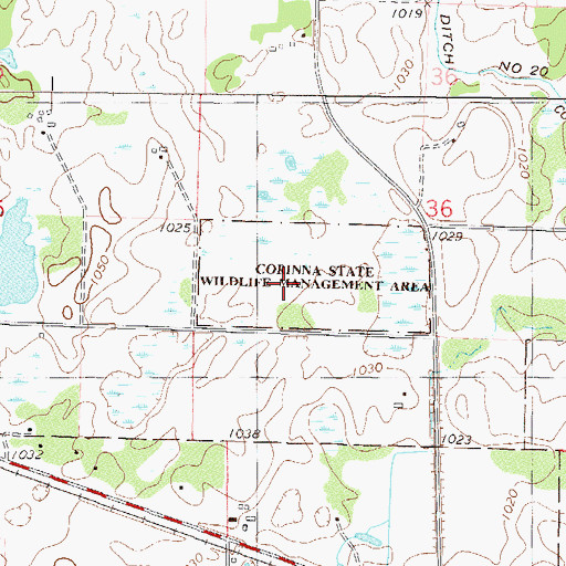 Topographic Map of Corinna State Wildlife Management Area, MN