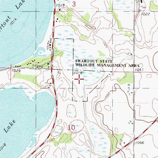 Topographic Map of Swartout State Wildlife Management Area, MN