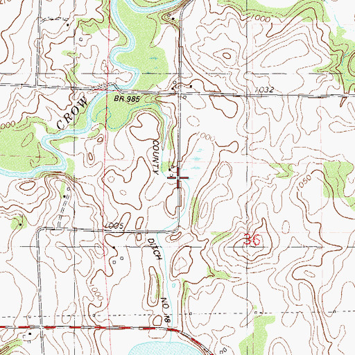 Topographic Map of County Ditch Number Eighteen, MN
