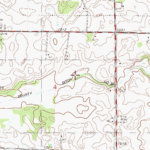 Topographic Map of County Ditch Number Thirty, MN
