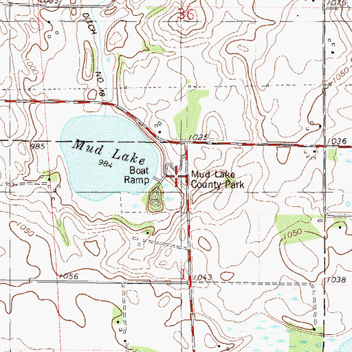 Topographic Map of Mud Lake County Park, MN