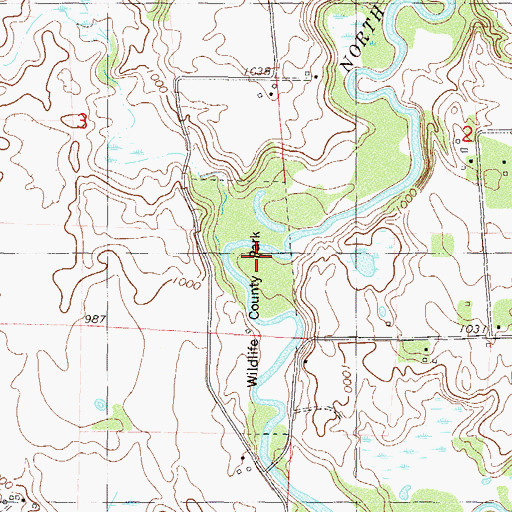 Topographic Map of Wildlife County Park, MN