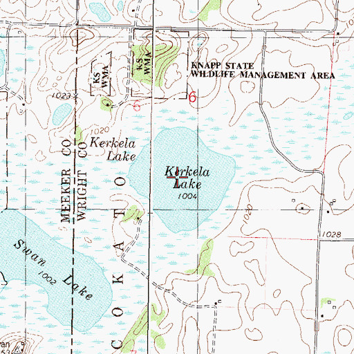 Topographic Map of Kerkela Lake, MN