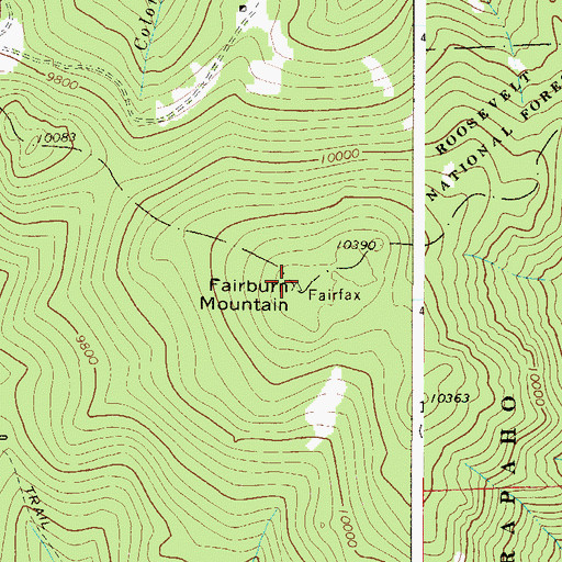 Topographic Map of Fairburn Mountain, CO