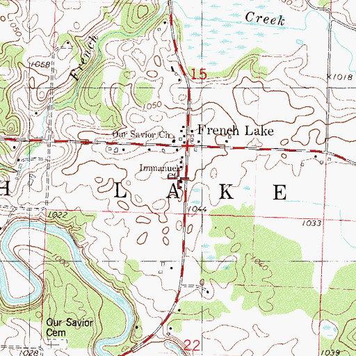 Topographic Map of Immanuel Church, MN