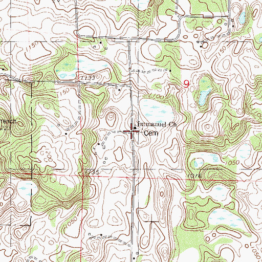 Topographic Map of Immanuel Church, MN