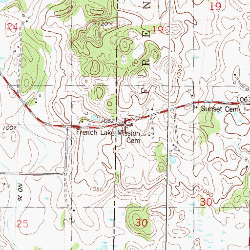 Topographic Map of French Lake Mission Cemetery, MN