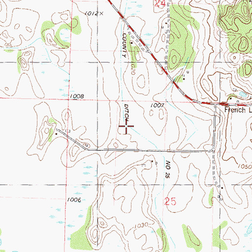 Topographic Map of County Ditch Number Twentyfive, MN